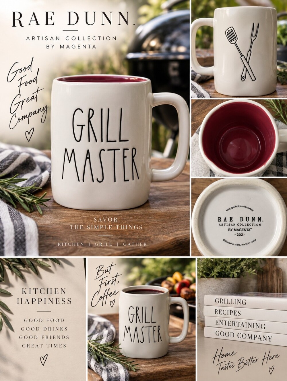 Rae Dunn Artisan Collection Mug By MAGENTA "GRILL MASTER" Lettering Ceramic